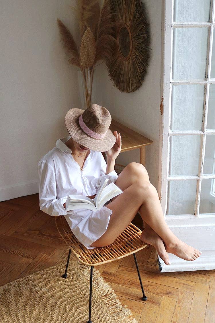 Portofino straw hat - Light Pink Lastelier