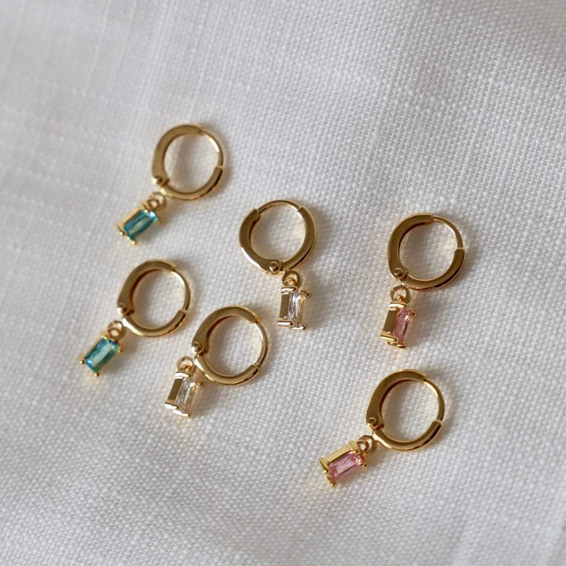 RECTANGLE CZ BAGUETTE HUGGIES Katie Waltman Jewelry