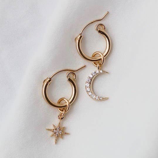 CELESTIAL STAR AND MOON HOOPS Katie Waltman Jewelry 