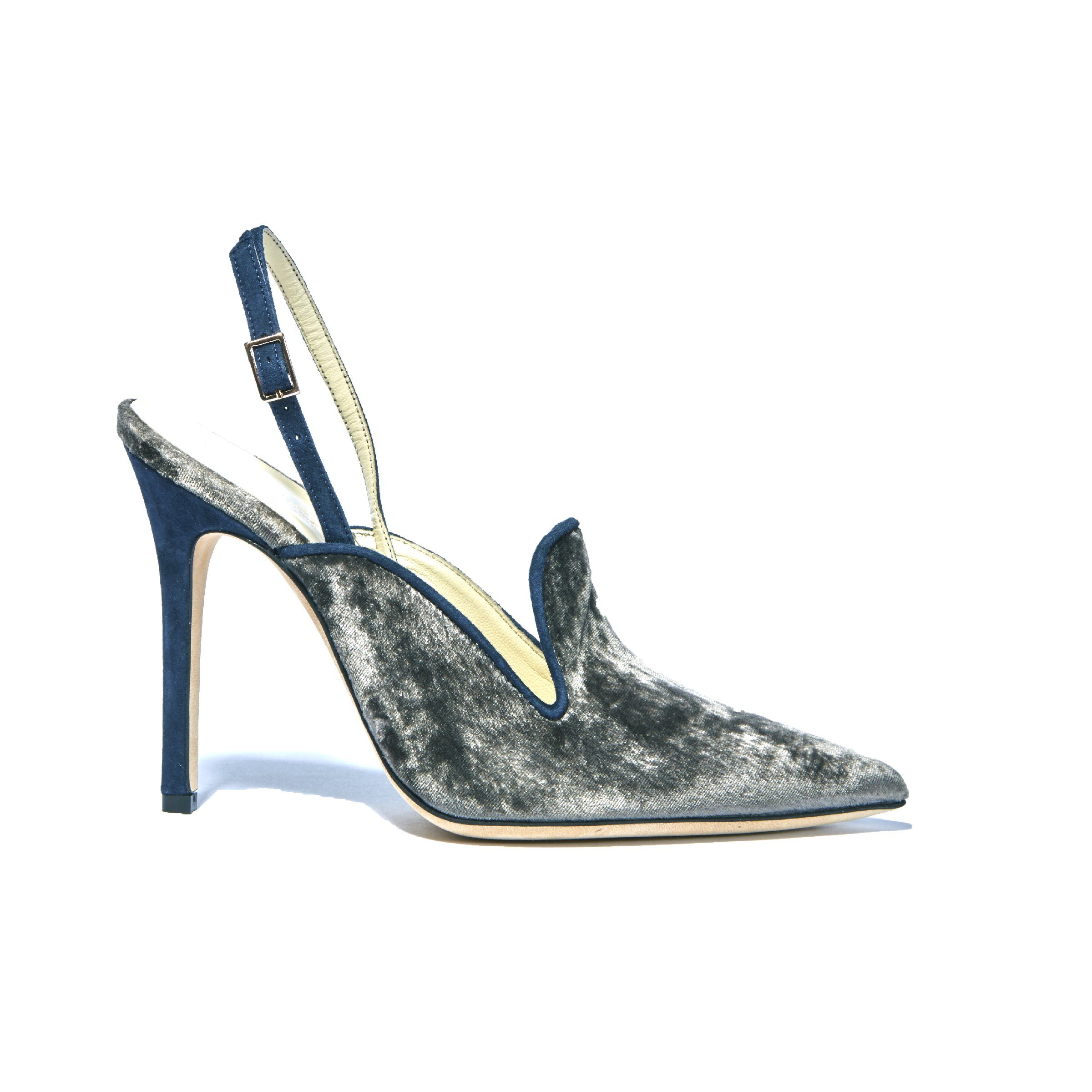 Norah Norah Christina Lombardi 36 Grigio Crushed Velvet 